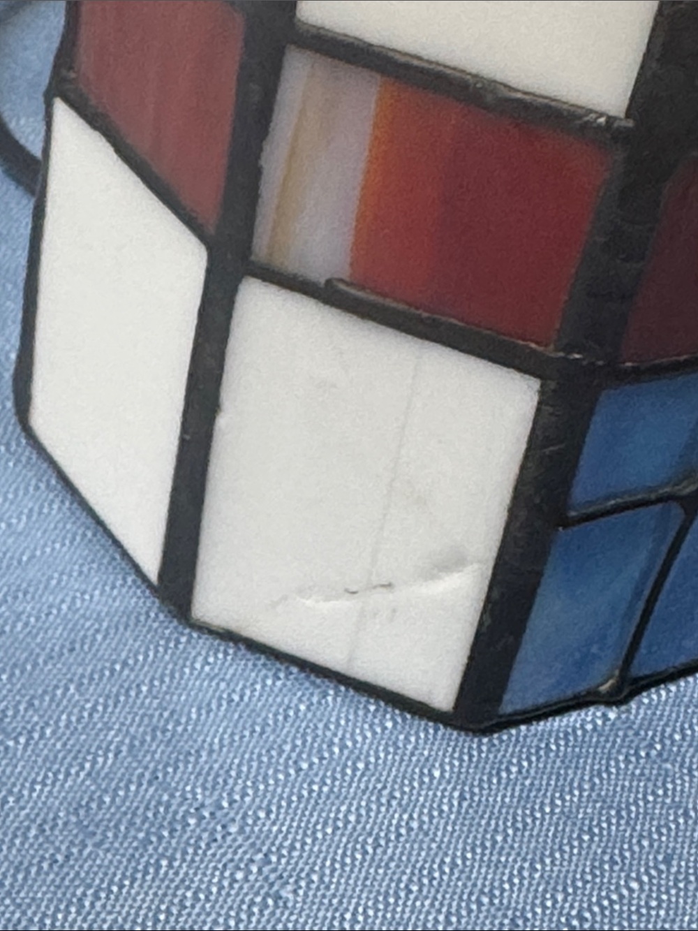 Stained Glass Lighthouse Accent Lamp - Blue, White & Red - Picture 8 of 8